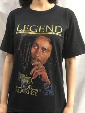 Zion Rootswear Bob Marley "Legend" Graphic Tee - Black with Yellow Accents